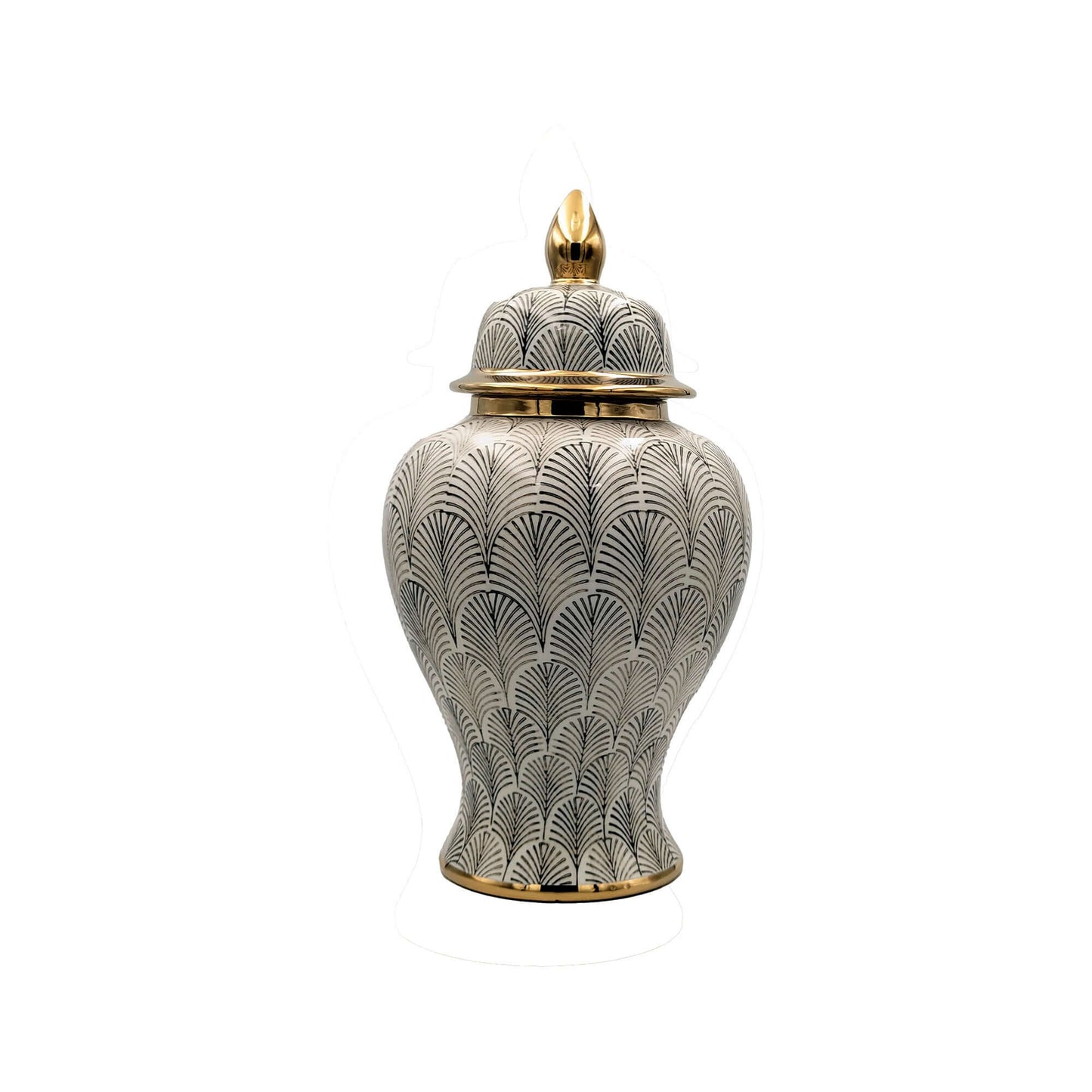 Elegant Olive White Gold Ginger Jar Set