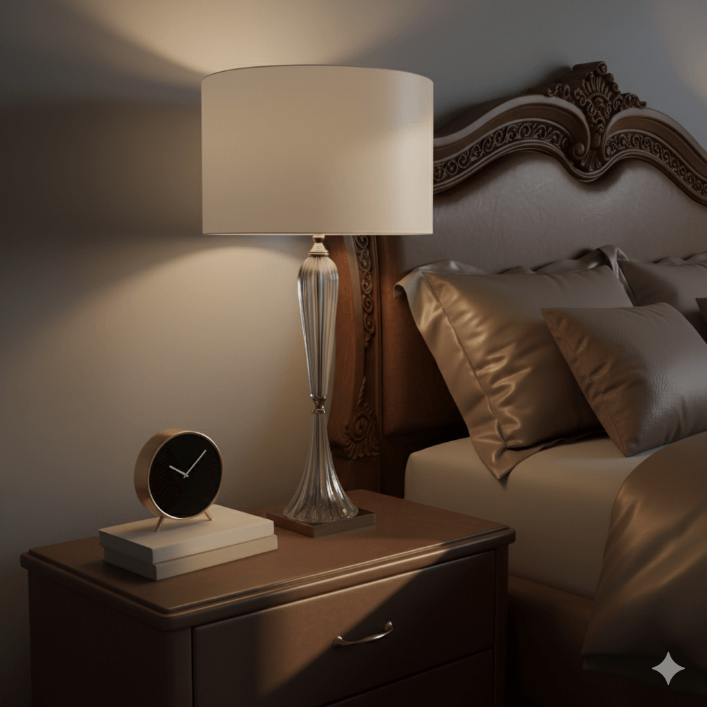 Tall Fluted Crystal Lamp Base Brass