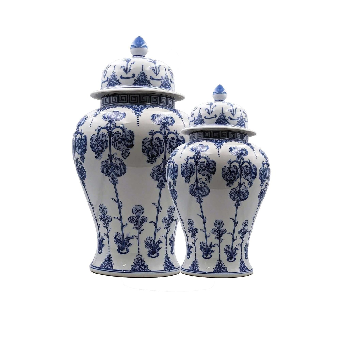 Blue White Hand-Finished Ginger Jar Set