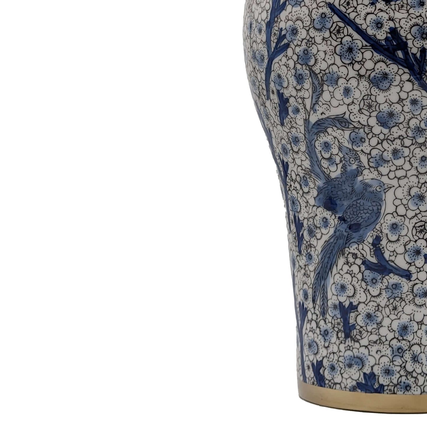 Hand Painted Blue White Gold Ginger Jar Set