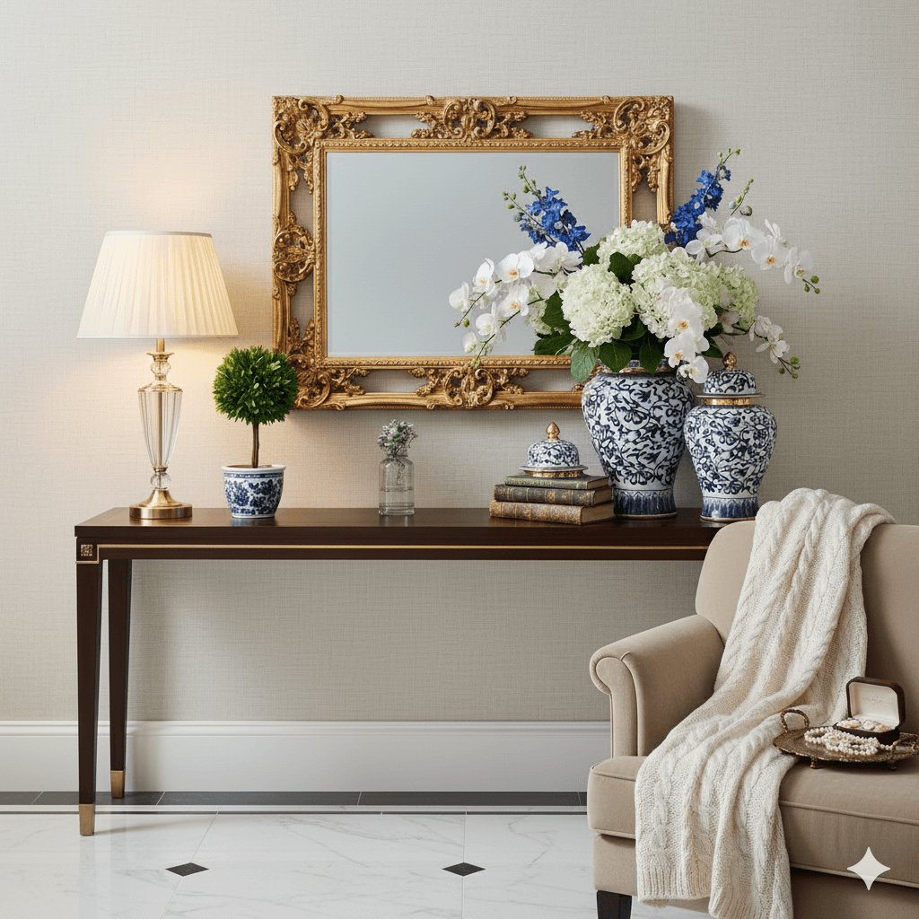 Navy Gold Floral Ceramic Ginger Jar Set