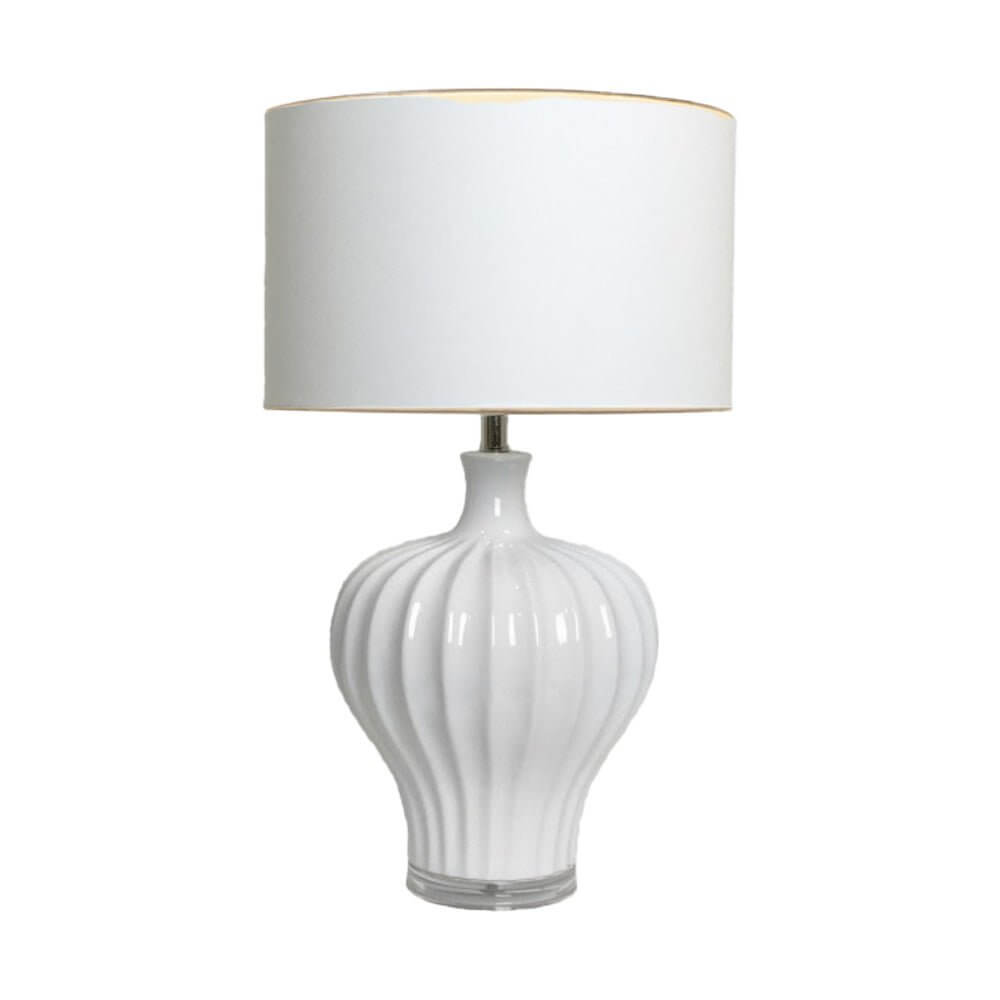 Jasmina Fluted White Ceramic Table Lamp 68cm