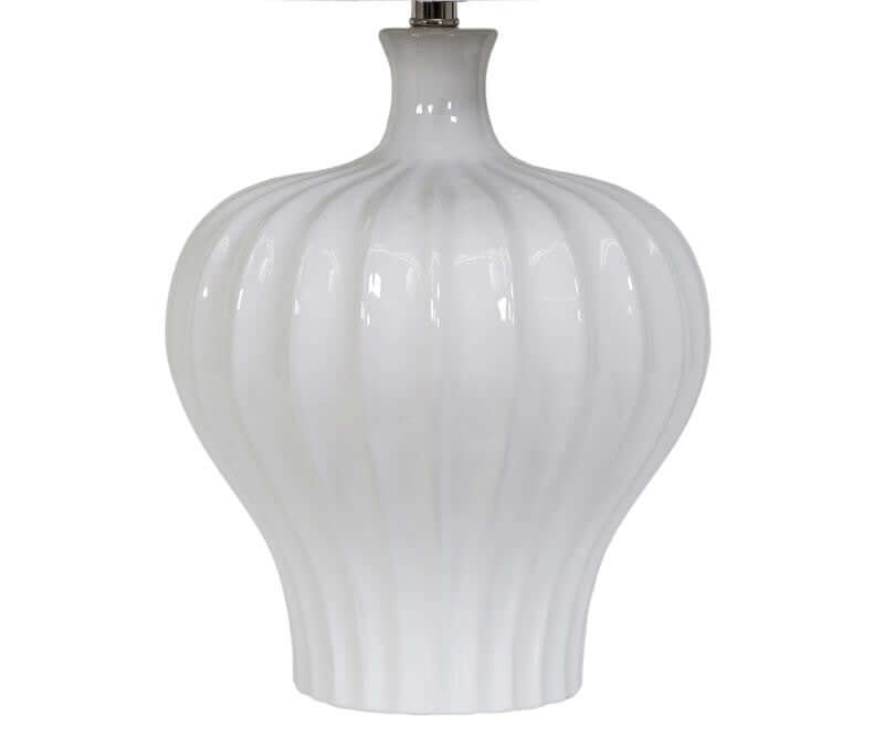 Justina Fluted White Ceramic Table Lamp 68cm