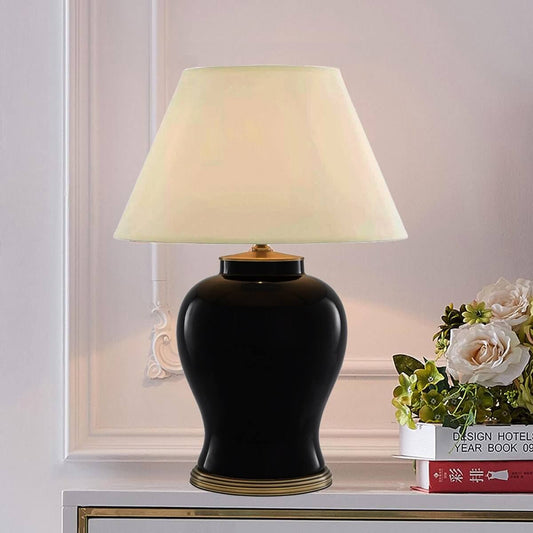 Caelan Modern Black Ceramic Table Lamp 51cm