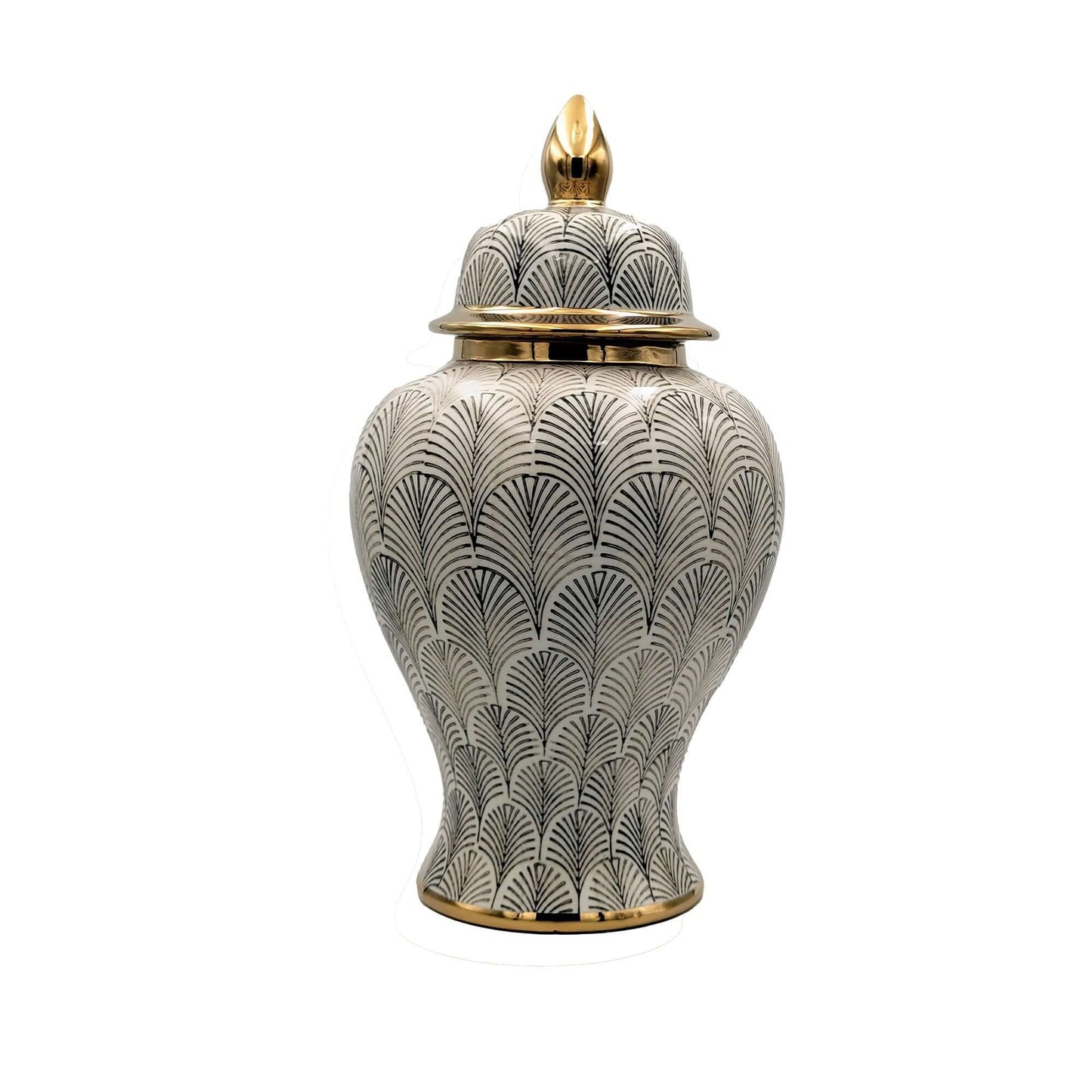 Elegant Olive White Gold Ginger Jar Set