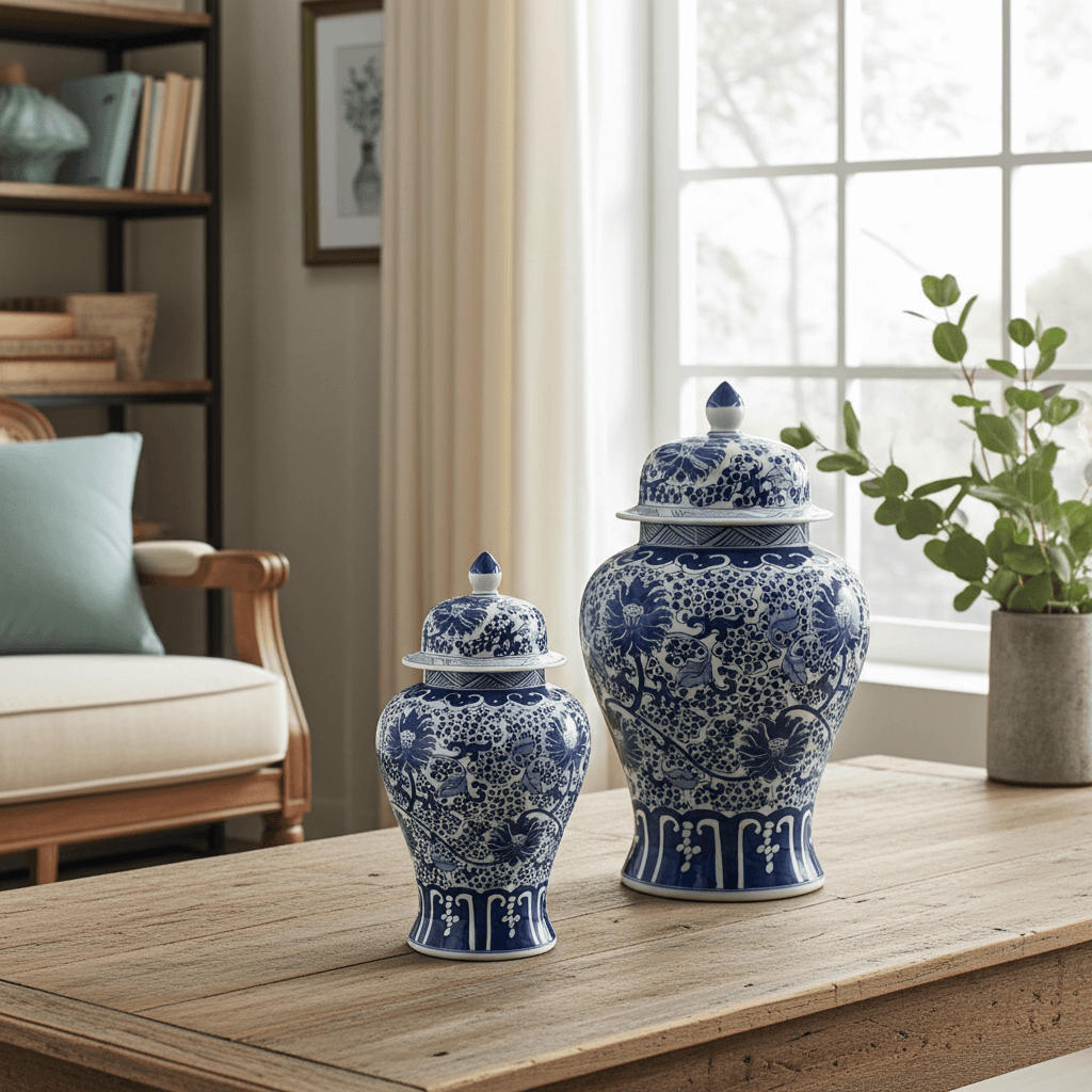 Classic Blue & White Floral Ginger Jar Set