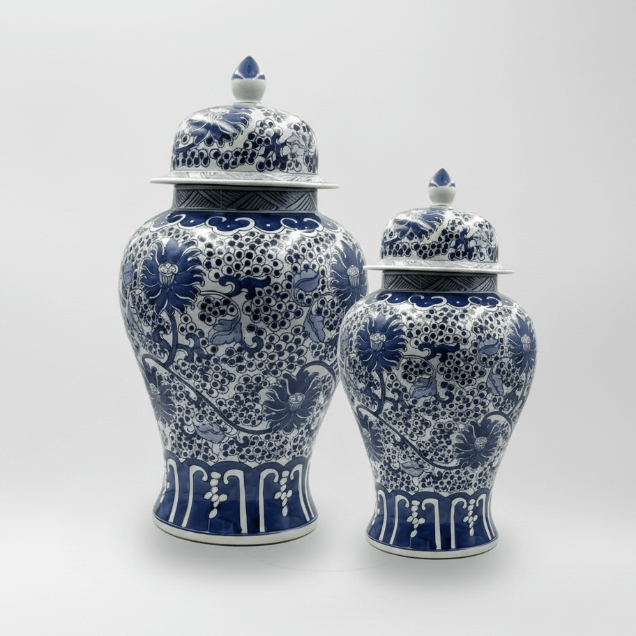 Classic Blue & White Floral Ginger Jar Set