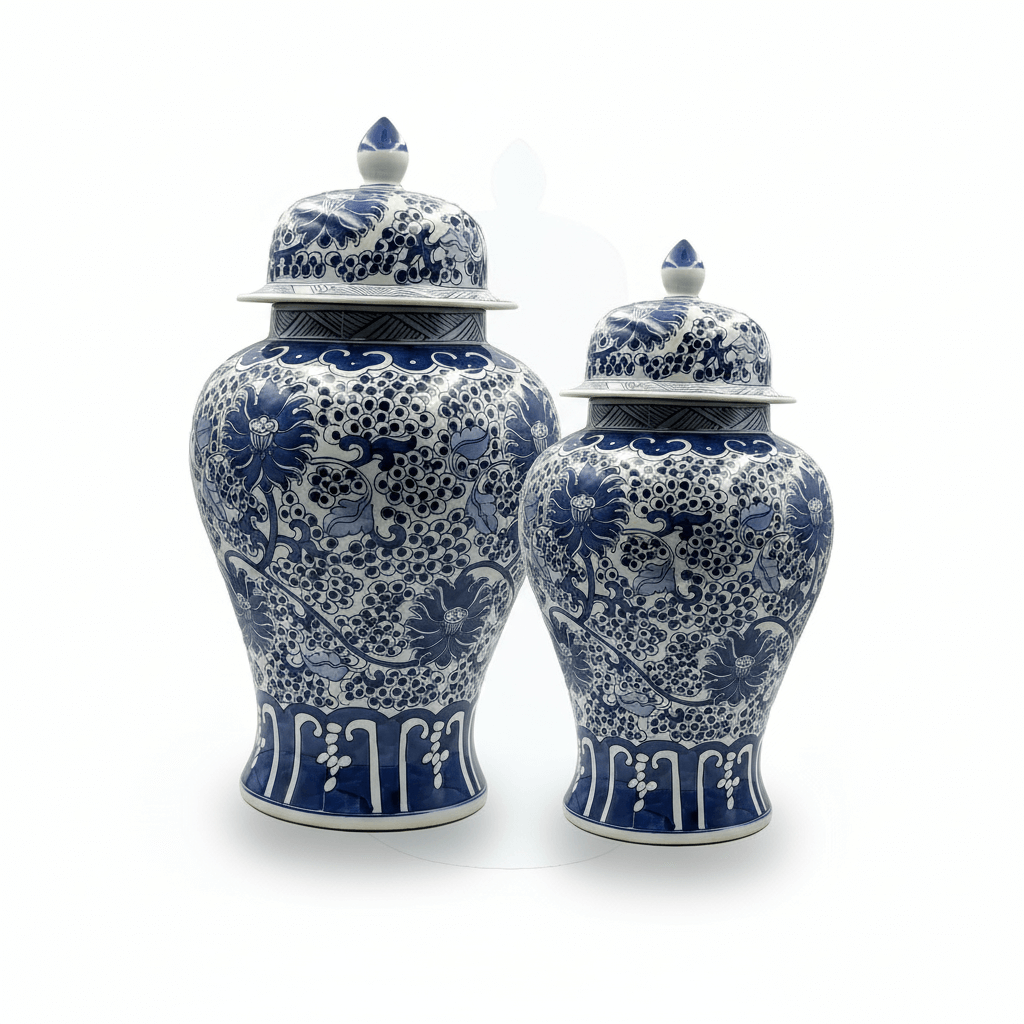Classic Blue & White Floral Ginger Jar Set