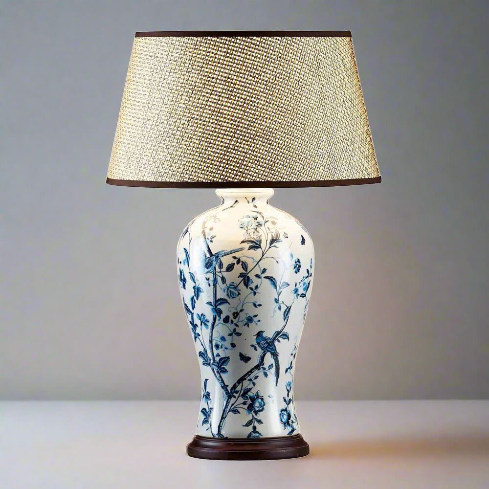 Ashleigh White Blue Ceramic Table Lamp 57cm