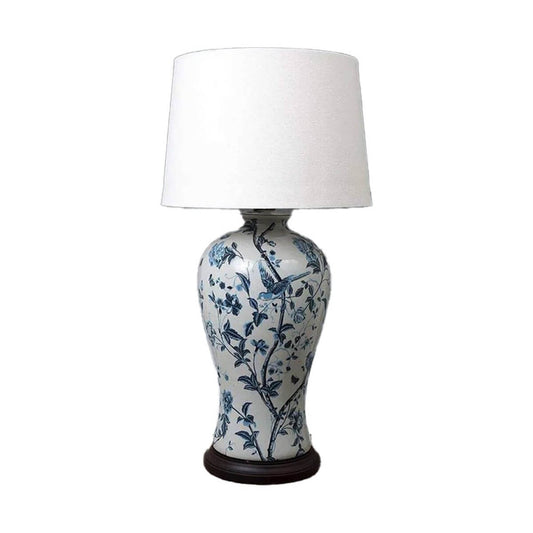 Amelina White Blue Ceramic Table Lamp 57cm