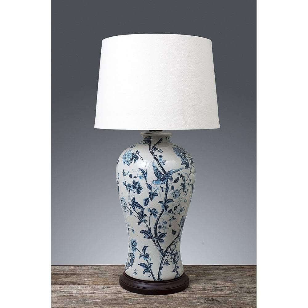 Ashleigh White Blue Ceramic Table Lamp 57cm