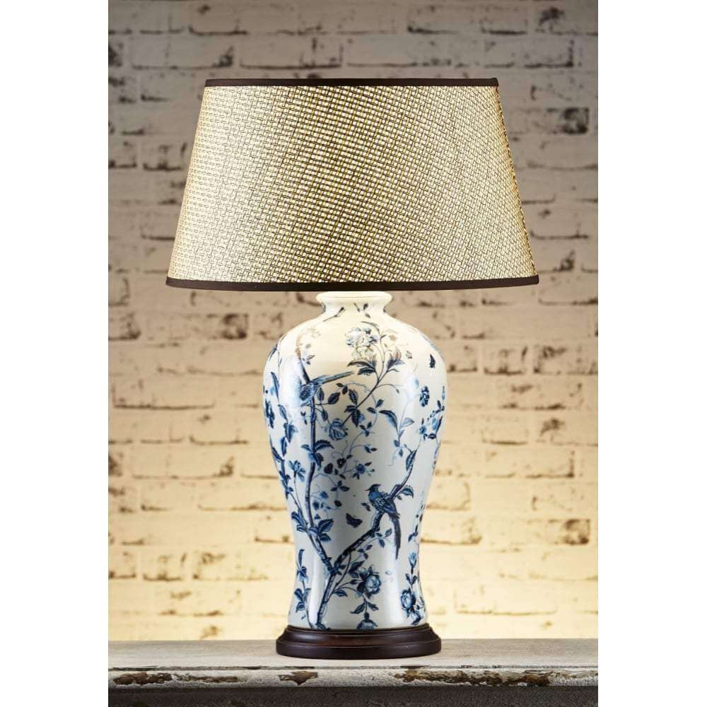 Amelina White Blue Ceramic Table Lamp 57cm